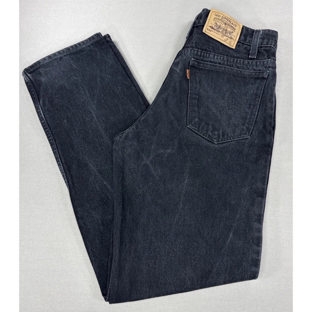 Vintage 1996 Levi's 550 Jeans Men's 29x30 Black Relaxed Fit Student Orange Tab